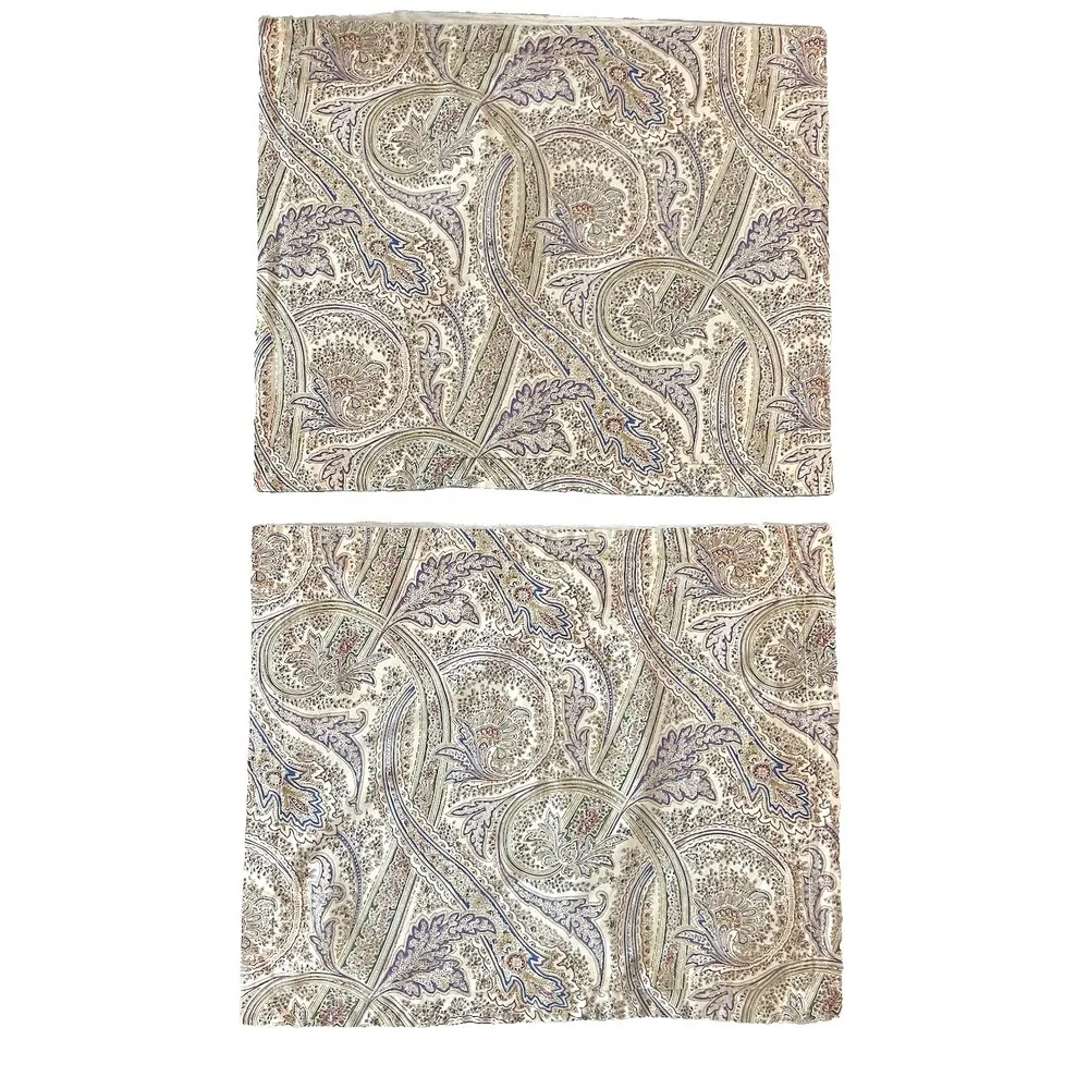 Vtg Set of 2 Ralph Lauren Standard Size Multi Color Paisley on Tan Pillow Shams